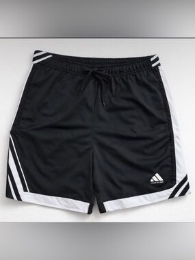 Adidas Black Athletic Shorts Loose Fit Size XXL White Stripe